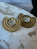 Filigree Gold Tone Vintage Fan Earrings