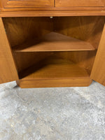 Arne Wahl Iverson Danish Teak Veneer Mid Century Modern Two Piece Corner Cabinet
