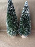 Pair Of Flocked Christmas Trees With Wooden Base (D)
