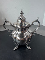 (C) Reed & Barton MCM Vintage Winthrop Silver Plate Large Creamer & Double Handled Sugar Bowl with Lid