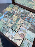 Victorian Style 6-Scene Vintage Wooden Picture Puzzle Block Set in Case
