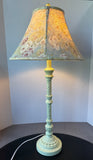 Bohemian Ornate Resin Candlestick Lamp with Floral Shade (WORKS)