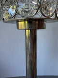 Crystal Beaded Silver Tone Pedestal Candle Holder & Lamp
