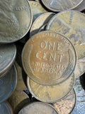 Large Lot of Assorted Pennies (Some Wheat) with 2 Eisenhower Dollar Coins