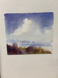 Watercolor of Cloudy Sky Over Trees