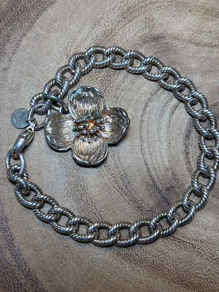 Tiffany & Co. Sterling Bracelet with Dogwood Flower Charm
