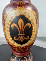 Tole Style Fleur De Lis Ceramic Vase