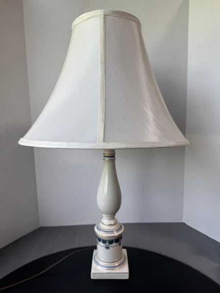 Blue & White Ceramic Candlestick Table Lamp (WORKS)