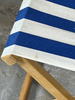Folding Seat, blue/white fabric
