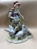 Italian Capodimonte Woman Feeding Geese
