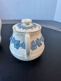 (E) Wedgwood Lavender on Cream Shell Edge Creamer & Lidded Sugar Bowl
