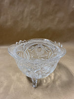 Anna Hutte Bleikristall Lead Crystal 3 Footed Floral Candy Dish Bowl