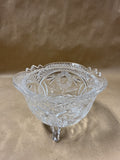 Anna Hutte Bleikristall Lead Crystal 3 Footed Floral Candy Dish Bowl