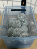 Shimmering Silver Plastic Ornaments, 10 pc