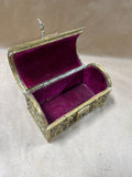 Solid Brass Jewelry Casket Lined With Purple Velvet
