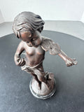 Signed Auguste Moreau Le Petit Violoniste Bronze Sculpture on Marble Base AS IS (READ DESCRIPTION CAREFULLY)