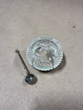Clear Glass Salt Cellar With Silverplate Rim And Spoon (B)