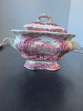 (AA) Mason’s England Vista Pink China Lidded Sauce Boat with Underplate