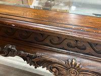 Square Carved Wood & Glass Coffee Table