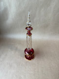 Gold And Ruby Red Swirl Glass Perfume Bottle (C)