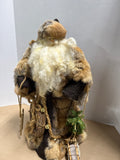 Handmade Santa On Wood With Real Fur — Signed