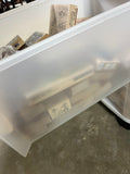 100+ Rubber Stamps in Sterilite 3 Drawer Plastic Rolling Storage Bin (B)
