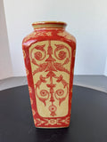 Orange & Tan Chinoiserie Ceramic Vase