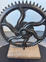 Rustic Decorative Heavyweight Cyan Gear Sculpture