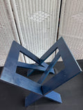 Blue Minimalist X-Frame Collapsible Wooden Magazine Rack