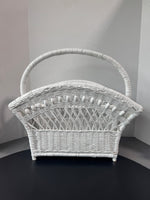 White Wicker Vintage Divided Magazine Basket
