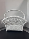 White Wicker Vintage Divided Magazine Basket