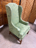 Green Upholstered Wingback Chair