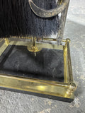 Black Marble & Brass 4-Piece Fireplace Tool Set with Stand