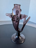 Amethyst Blenko Style Blown Flass Open Mouth Fish Vase