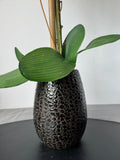 Bright Orange Faux Orchids in Ceramic Pot