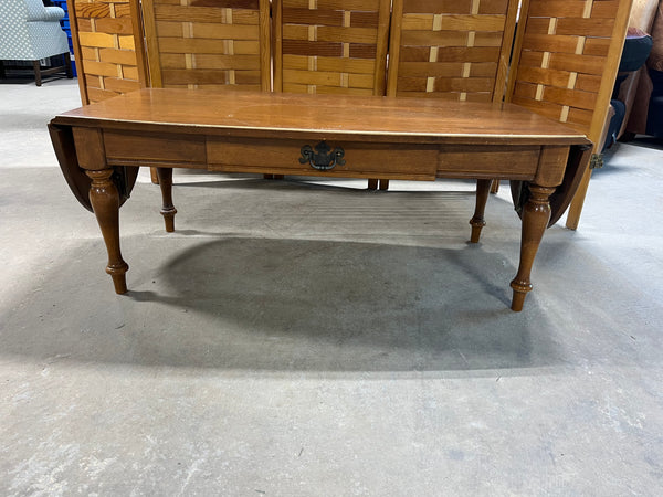 Ethan Allen Drop Side Coffee Table with Drawer