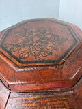 Antique Hand Painted Chinese Wooden Wedding Basket