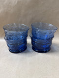 Blue Glass Floral Cereal / Dessert Bowls