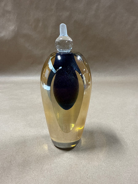 Signed EICKHOLT Studio Glass Iridescent Platinum Perfume Bottle