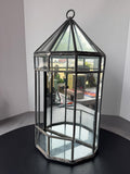 Hexagonal Vintage Glass & Metal Victorian-Style Wardian Case