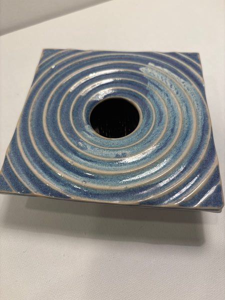 Ombré Blue Pottery Flower Frog
