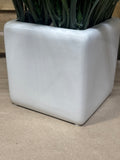 Faux Plant in White Square Vase