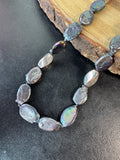 Peacock Freshwater Oval Pearl Necklace with Sterling Silver Toggle