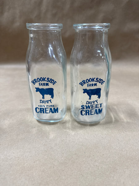 Pair Of Small Brookeside Frame Dairy Sweet Cream Glass Jars