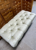 Tufted Bench on Casters with Butterfly Fabric