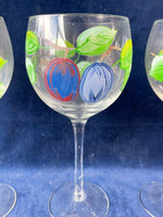 Trio of Painted Fruit Wine Glasses