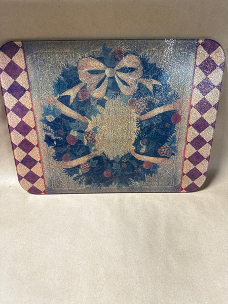 Glass Christmas Wreath Cutting Board