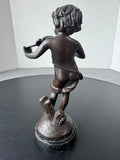 Signed Auguste Moreau Le Petit Violoniste Bronze Sculpture on Marble Base AS IS (READ DESCRIPTION CAREFULLY)