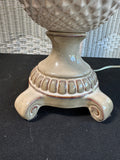 Pair of Neutral Glazed Pineapple Table Lamps (WORKS)