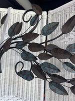 Bronzed & Dusty Blue Metal Scroll Tree Wall Art